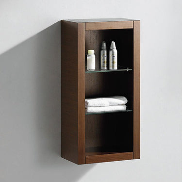 Fresca Allier Wenge Brown Bathroom Linen Side Cabinet w/ 2 Glass Shelves Linen Cabinet Fresca